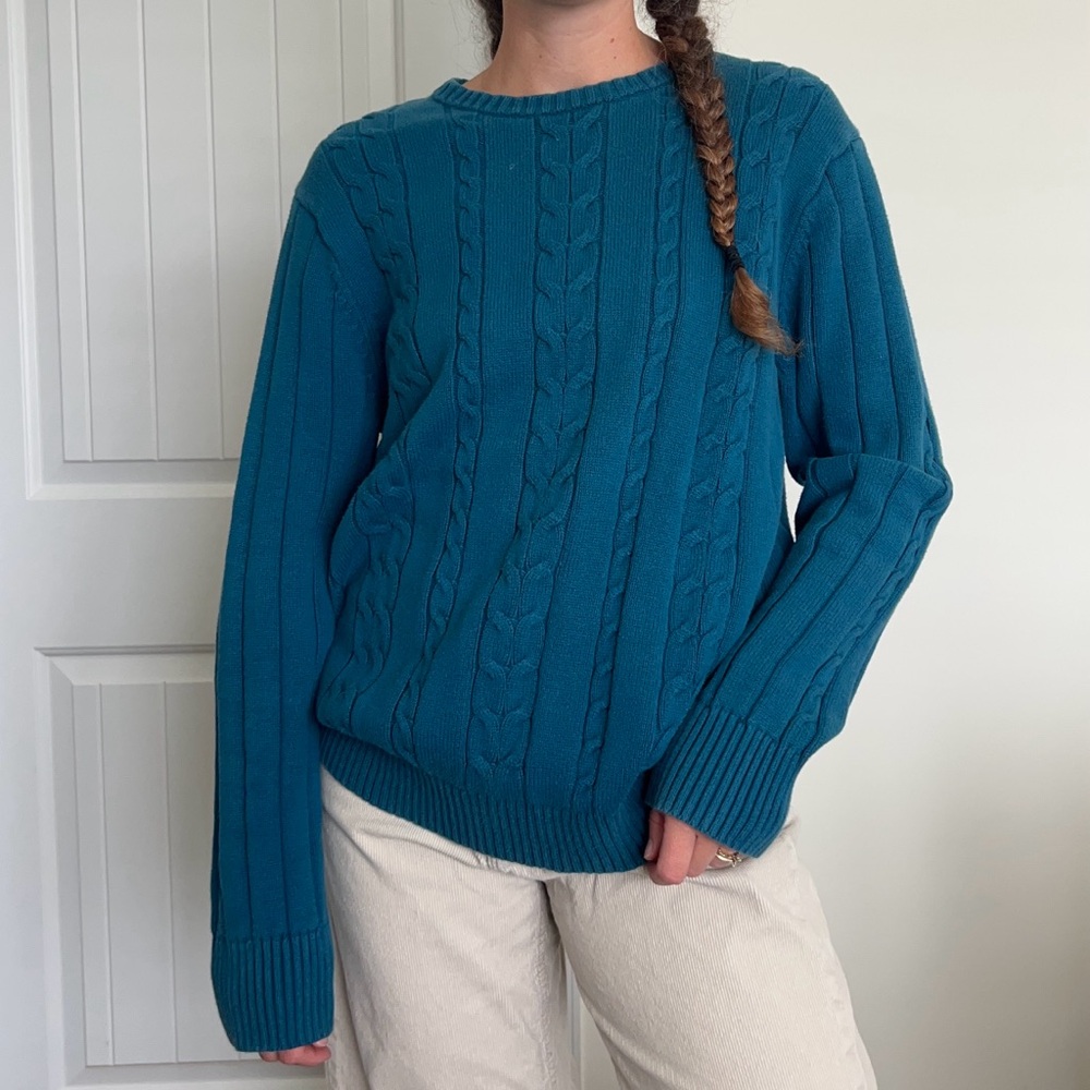 Vintage Nautica Blue Cable Knit Fisherman Sweater
